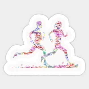 Jogging Jogger Silhouette Shape Text Word Cloud Sticker